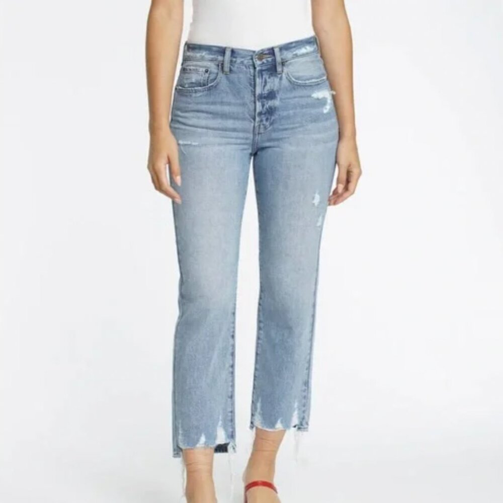 PISTOLA Charlie Distressed Straight Cropped Jeans in Ruthless